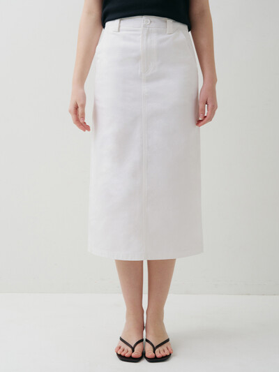 BACK POCKET LONG SKIRT IVORY