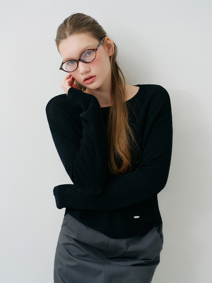 SEE-THROUGH LOOSE FIT KNIT BLACK
