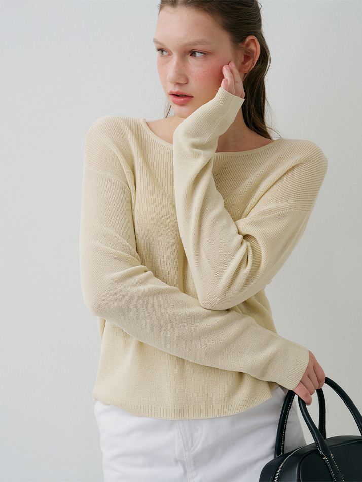 SEE-THROUGH LOOSE FIT KNIT BEIGE