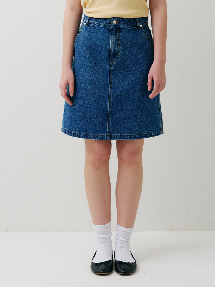 STONE-WASHED MEDIUM SKIRT INDIGO