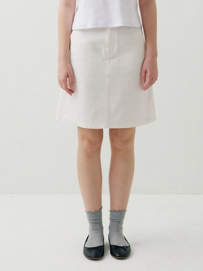STONE-WASHED MEDIUM SKIRT WHITE