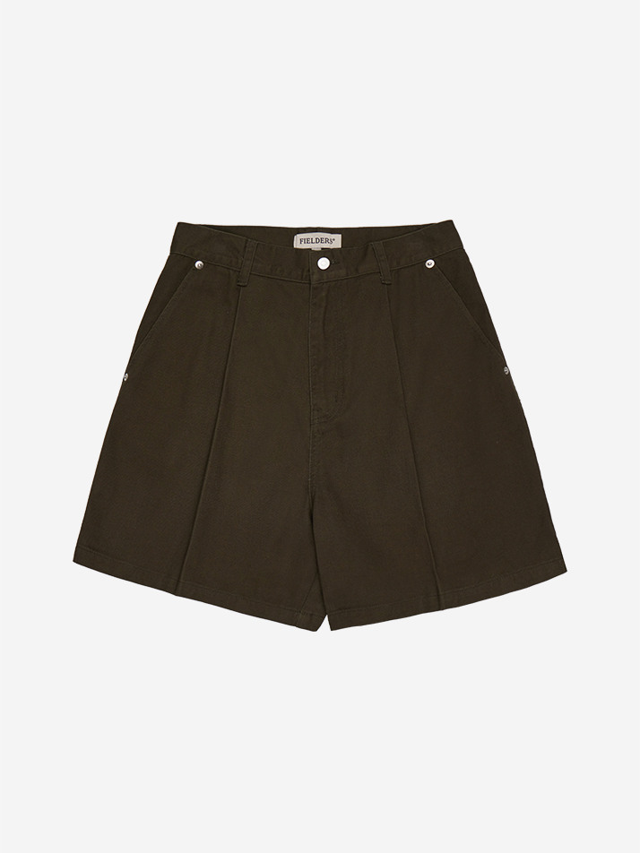 WIDE TWO-TUCK HALF-PANTS KHAKI
