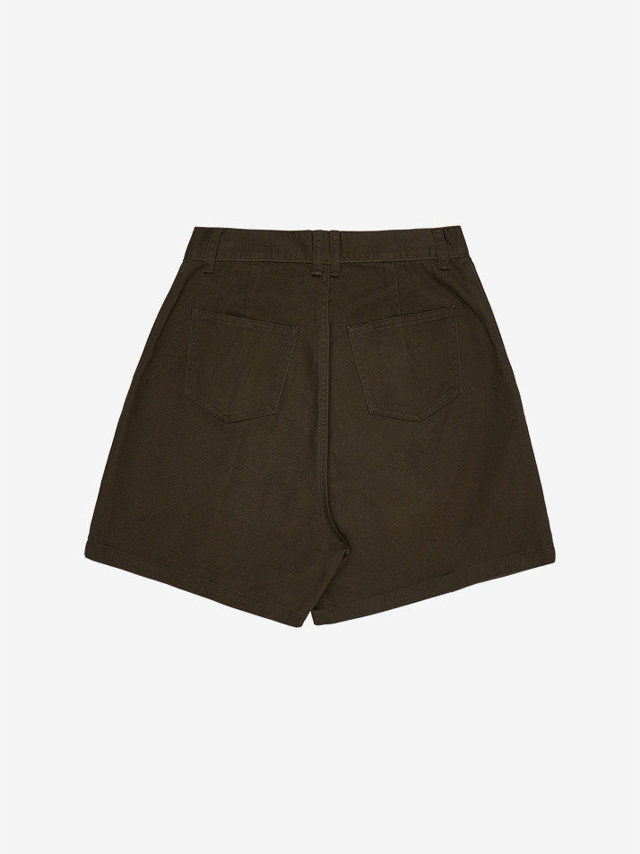 WIDE TWO-TUCK HALF-PANTS KHAKI