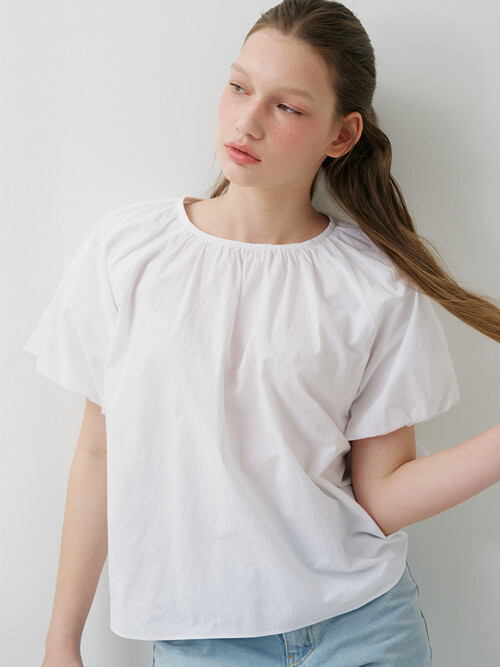 SHORTS SHIRRING BLOUSE WHITE