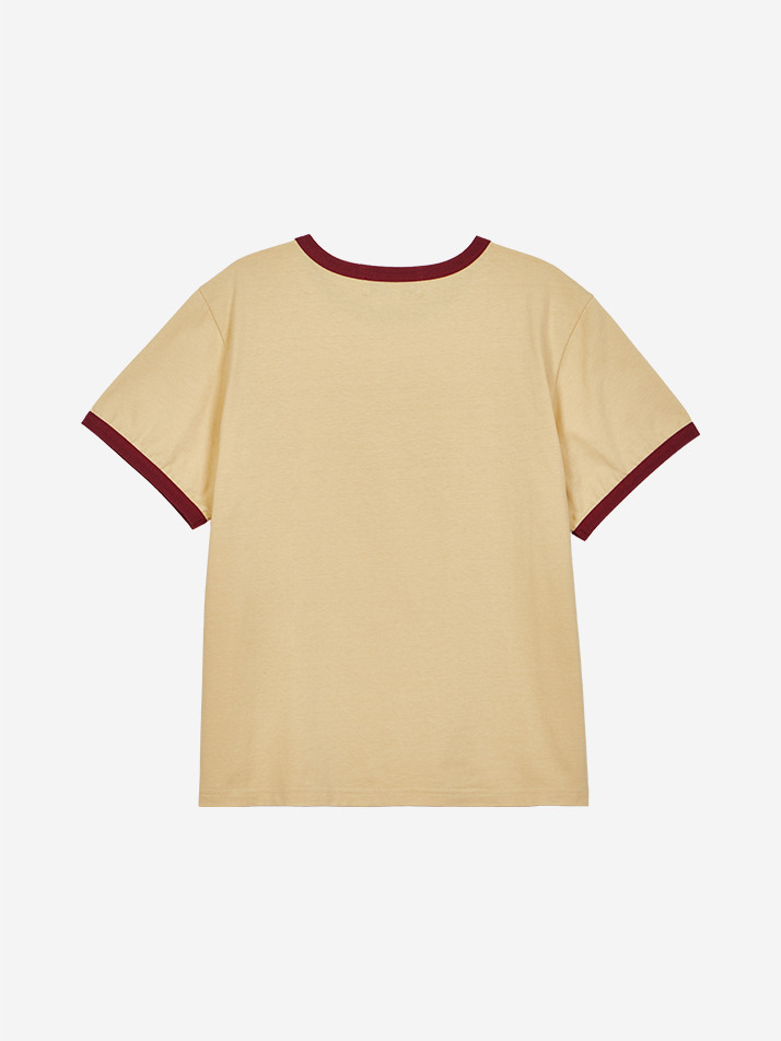 GRAPHIC CROPPED RINGER T-SHIRT YELLOW/RED