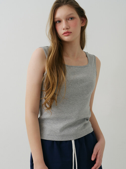 SQUARE NECK SLEEVELESS GREY