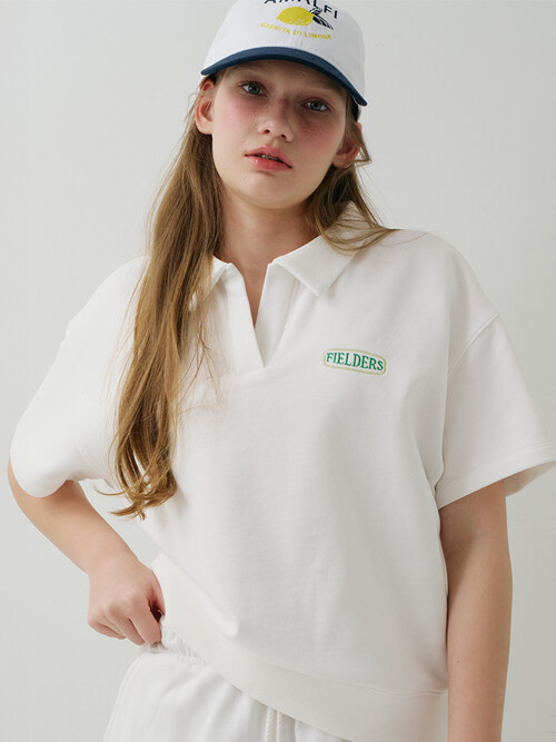 SWEAT OPEN COLLAR SHORT-SLEEVED T-SHIRT IVORY