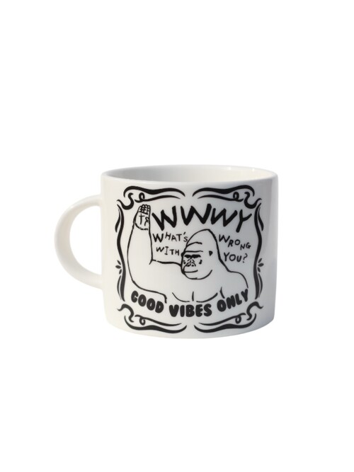 따따따와 Good Vibes Only 고릴라 드로잉 머그컵