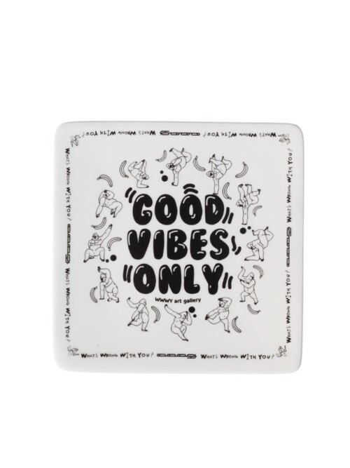 따따따와 Good Vibes Only 고릴라 드로잉 사각 플레이트