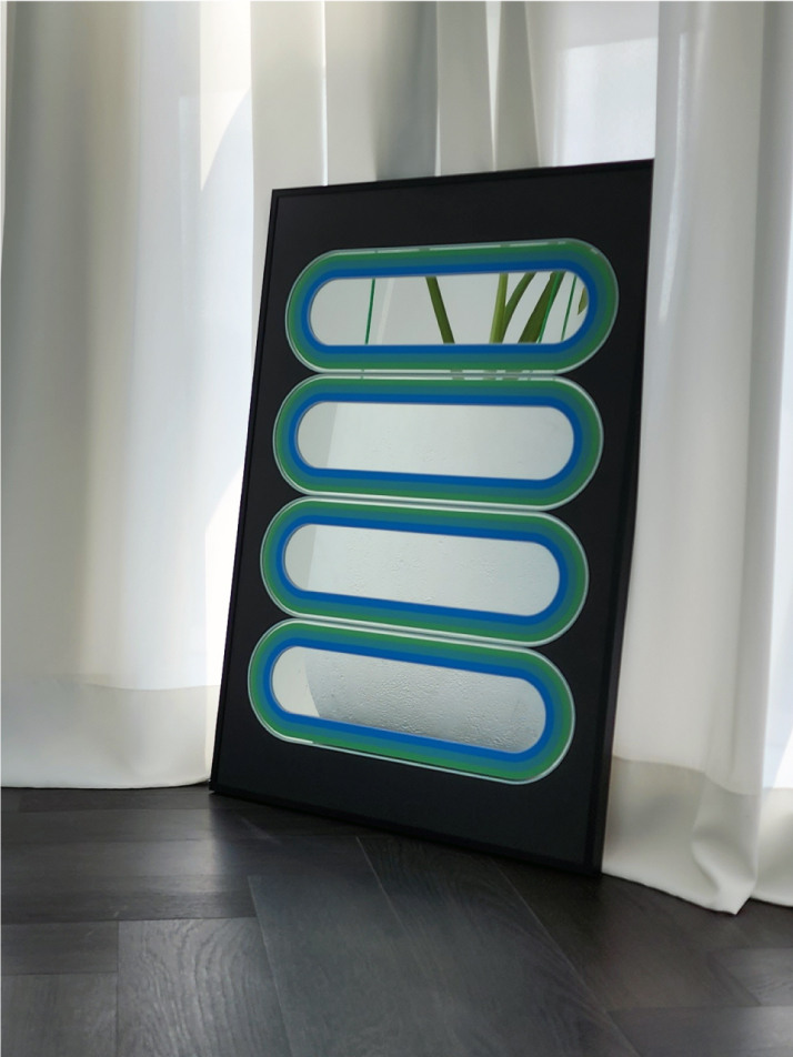 타원과 검정 포스터 거울 A3