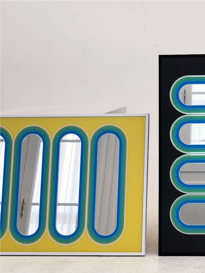 타원과 노랑 포스터 거울 A3