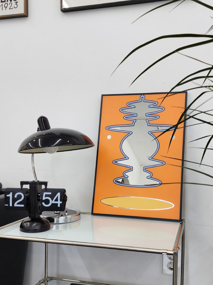 오렌지 페이스 포스터 거울 A3