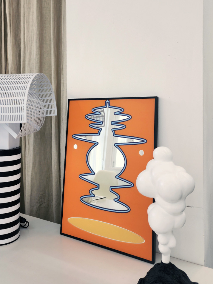 오렌지 페이스 포스터 거울 A3