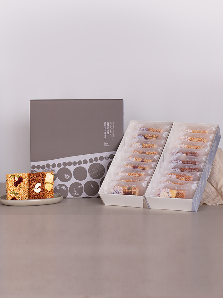 오리진 246g 견과와 봉동생강 다크초코 애플시나몬맛 수제강정 18개입 /쇼핑백