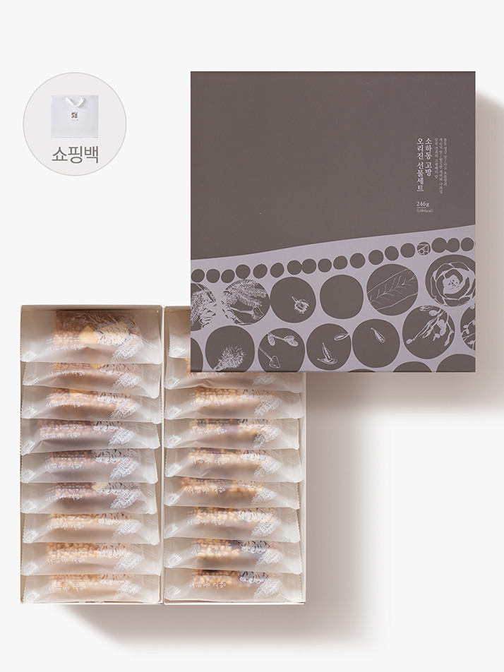 오리진 246g 견과와 봉동생강 다크초코 애플시나몬맛 수제강정 18개입 /쇼핑백