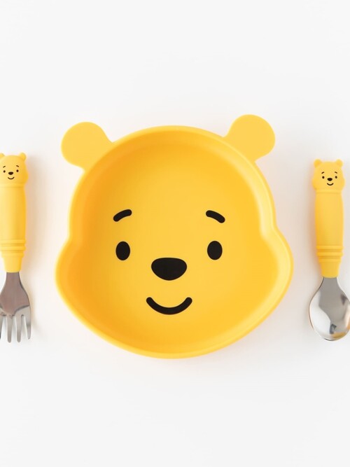 범킨스 디즈니 스테인레스 키즈 스푼 & 포크 + 케이스 세트 미키 푸우