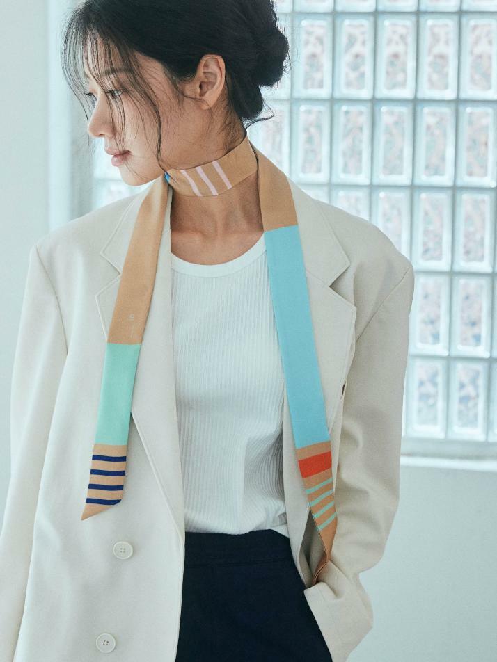 트윌리L _ 선셋 스트라이프 실크 스카프