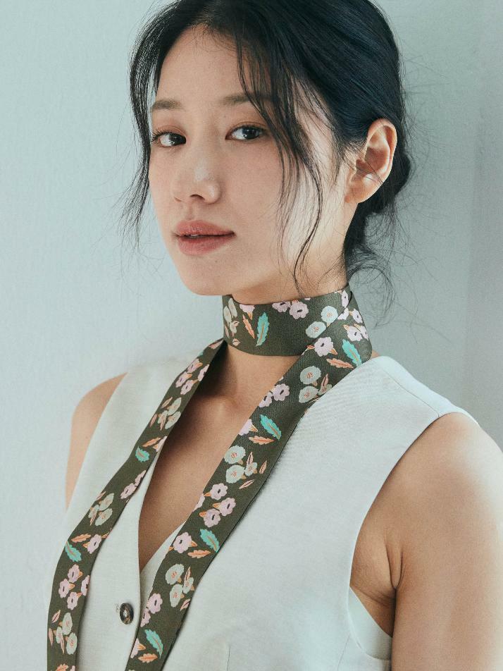 트윌리L _ 올리브 블로썸 실크 스카프