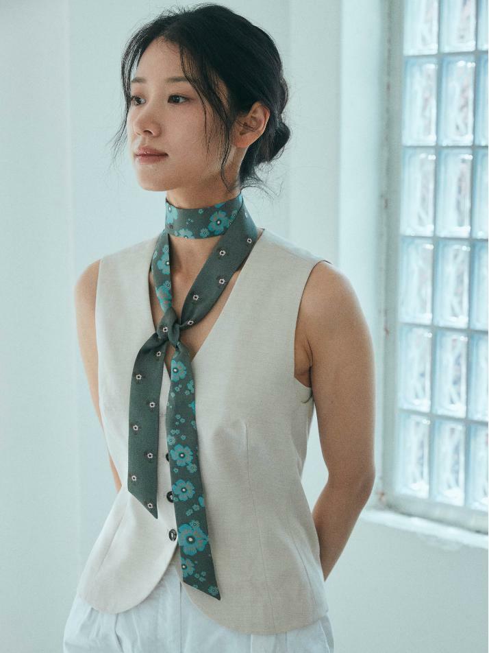 트윌리L _ 포레스트 민트 실크 스카프