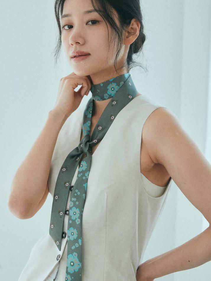 트윌리L _ 포레스트 민트 실크 스카프