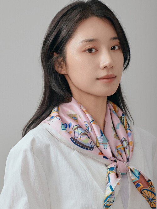 스퀘어_핫 핑크 미니 스카프