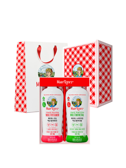 [선물세트] 메리루스 액상 종합 멀티비타민 모닝 946ml(모닝+나이트) 쇼핑백+선물박스