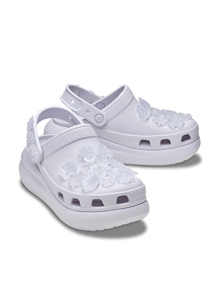 [크록스 정품] 크러쉬 트랜스루센트 플로럴 클로그 여성샌들 213121-5BO