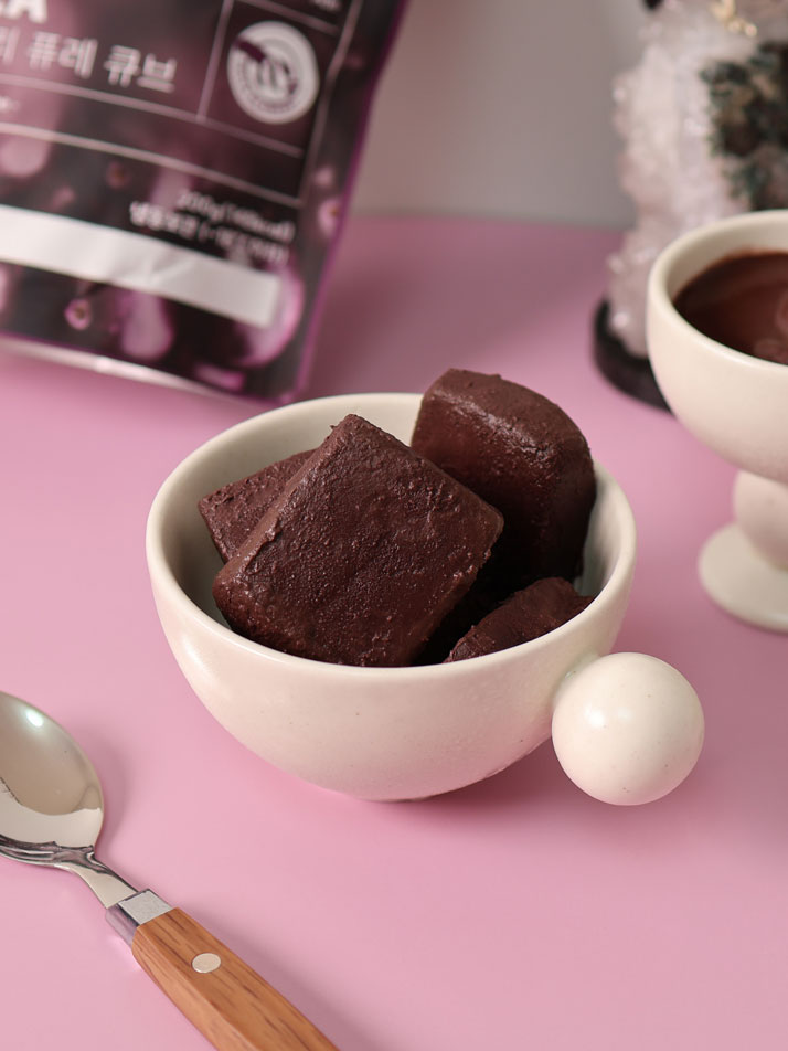 뚜까 100% 아사이베리 퓨레로 만든 큐브 냉동 설탕 무첨가 아사이볼 만들기 글루텐프리