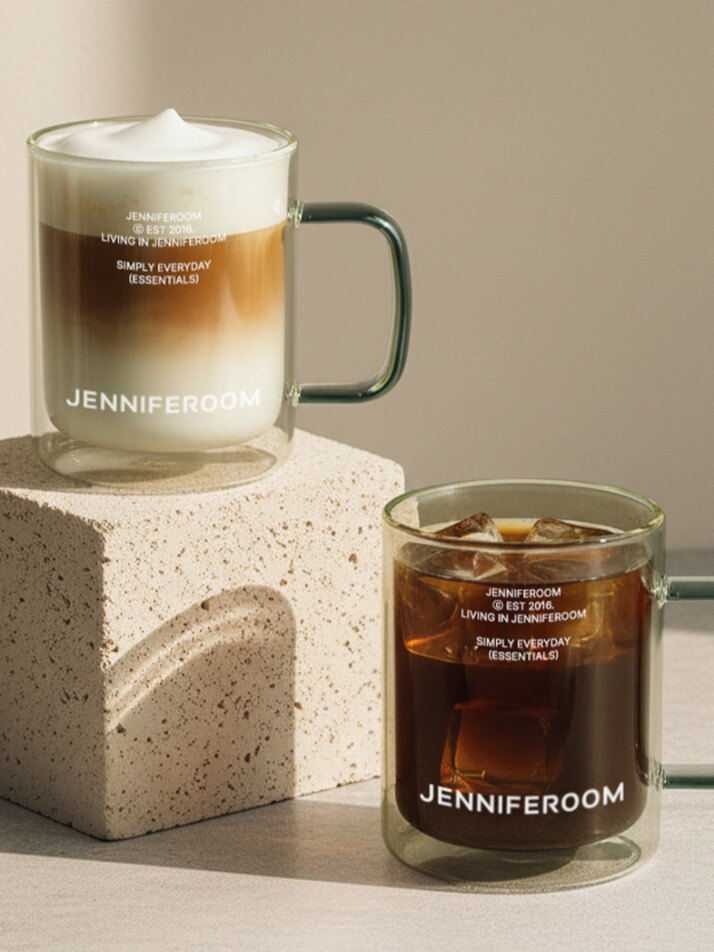 제니퍼룸 더블월글라스 컵세트 350ml (2P) 이중 내열 유리컵