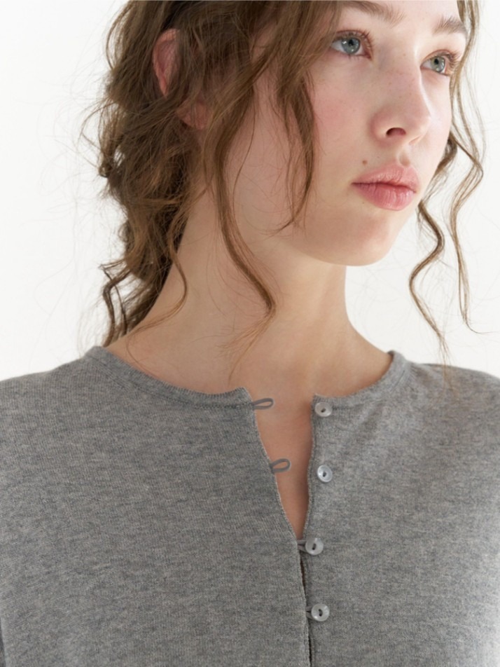 GBH APPAREL CASHMERE PETITE CARDIGAN / MELANGE GREY