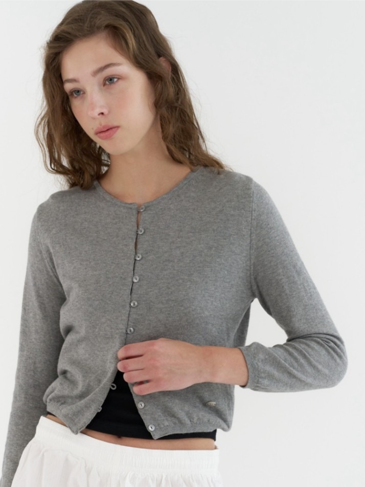 GBH APPAREL CASHMERE PETITE CARDIGAN / MELANGE GREY