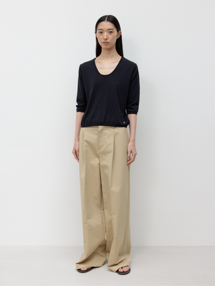 GBH APPAREL WIDE FIT COTTON PANTS / BEIGE
