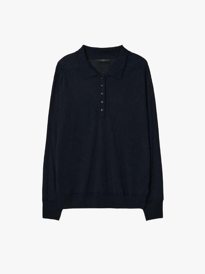 GBH APPAREL WOOL SILK POLO KNIT / NAVY