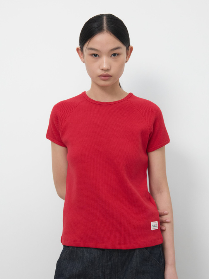 GBH APPAREL PETITE WAFFLE TOP / RED