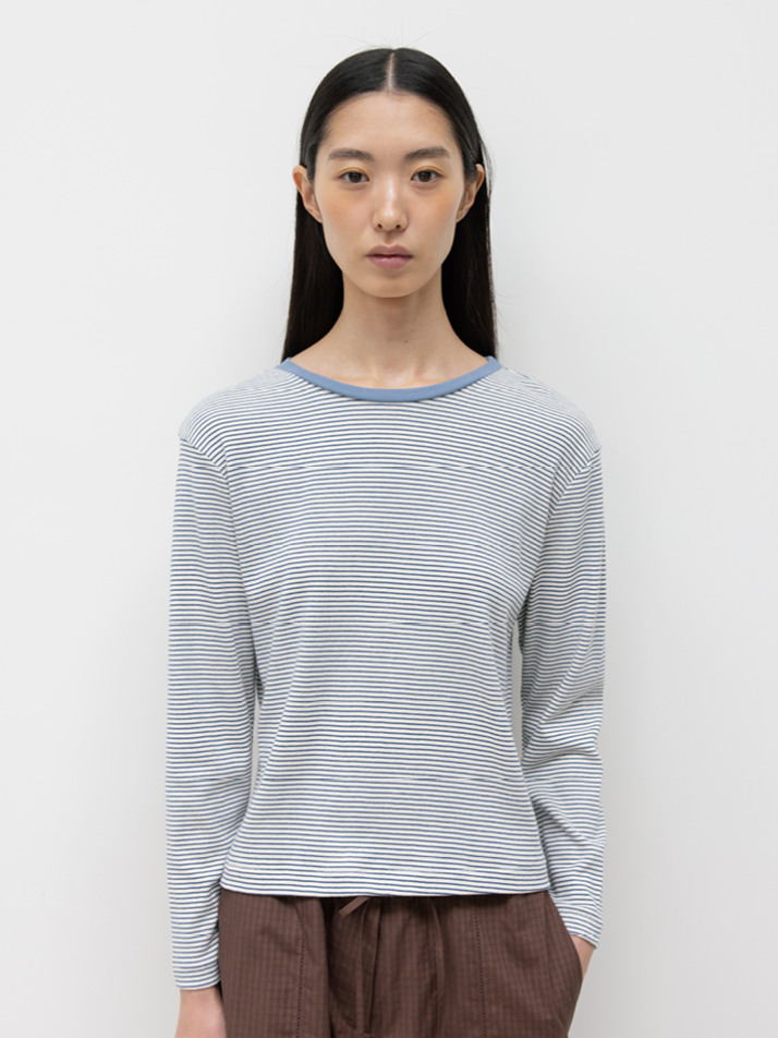 GBH APPAREL MID SLEEVE STRIPE TOP / LIGHT BLUE