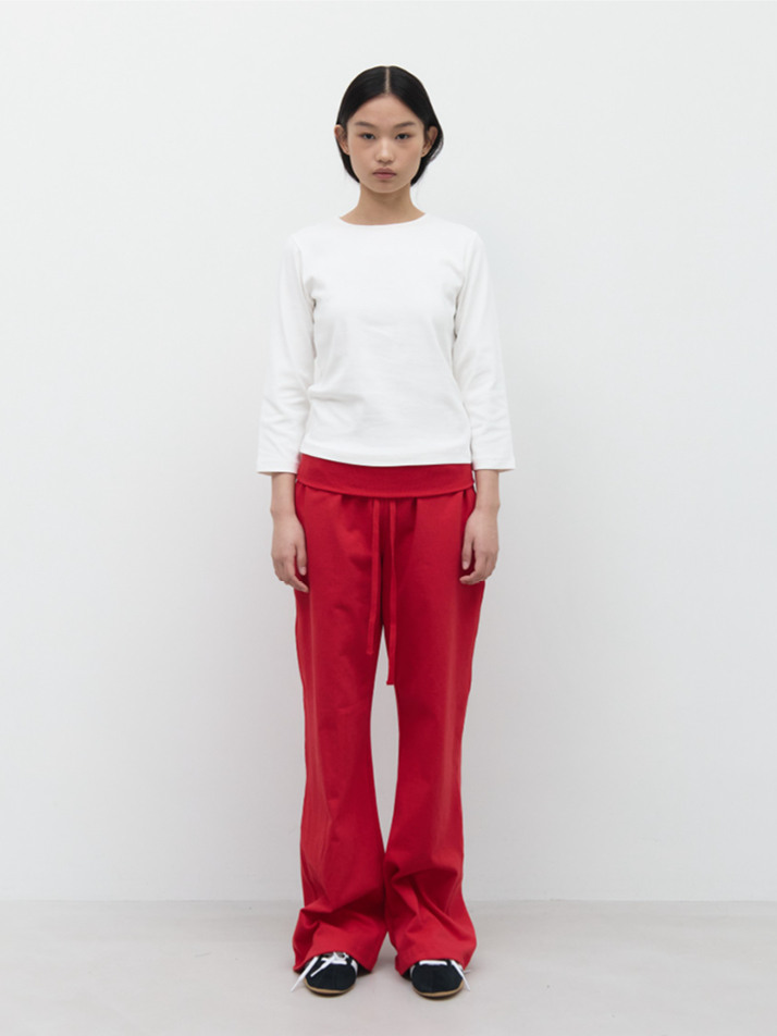 FOLD OVER LONG PANTS / RED
