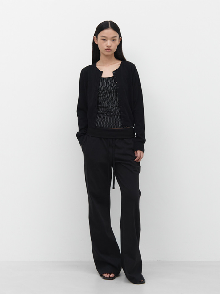 FOLD OVER LONG PANTS / BLACK