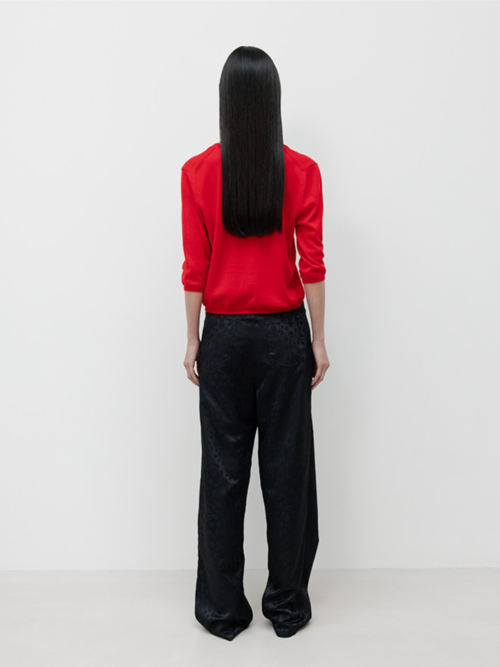 JACQUARD STRAIGHT PANTS / BLACK