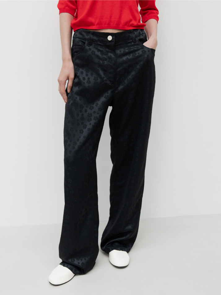 JACQUARD STRAIGHT PANTS / BLACK
