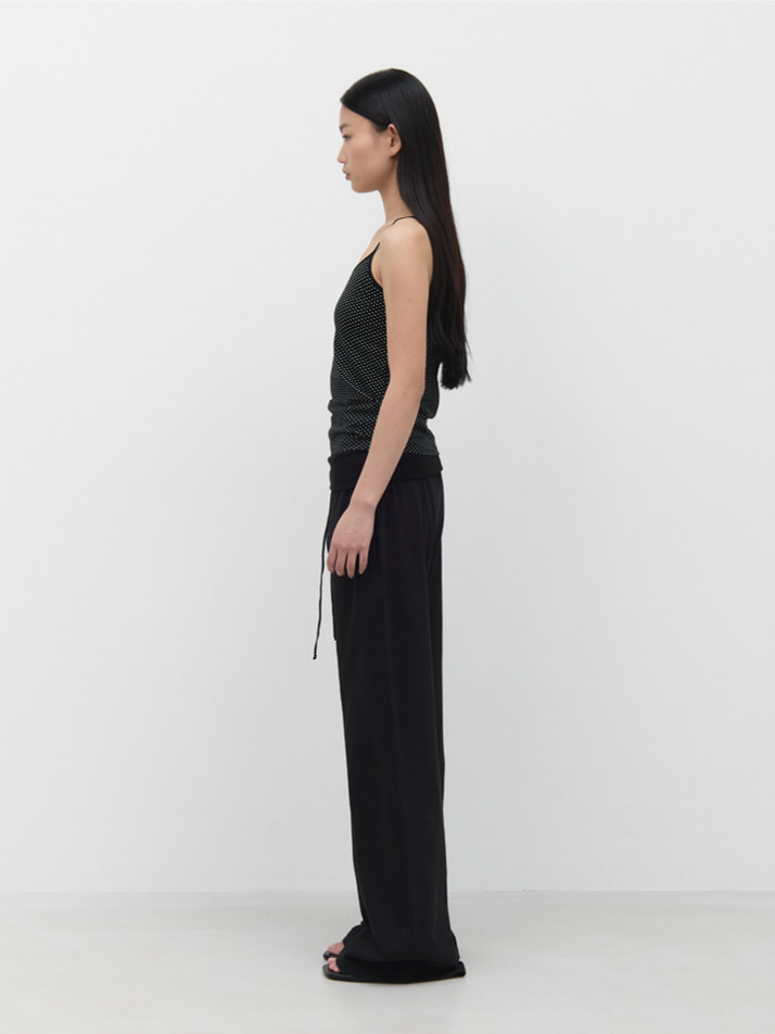 FOLD OVER LONG PANTS / BLACK