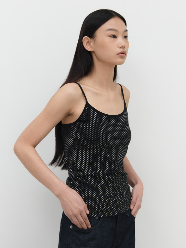 SLIM FIT DOT SLEEVELESS / BLACK