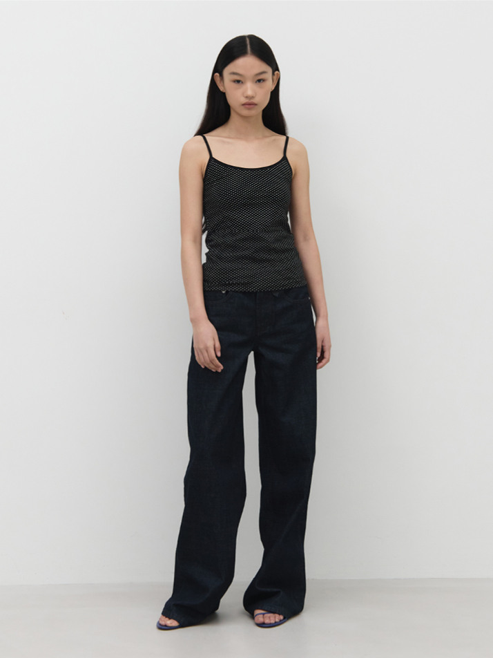 SLIM FIT DOT SLEEVELESS / BLACK