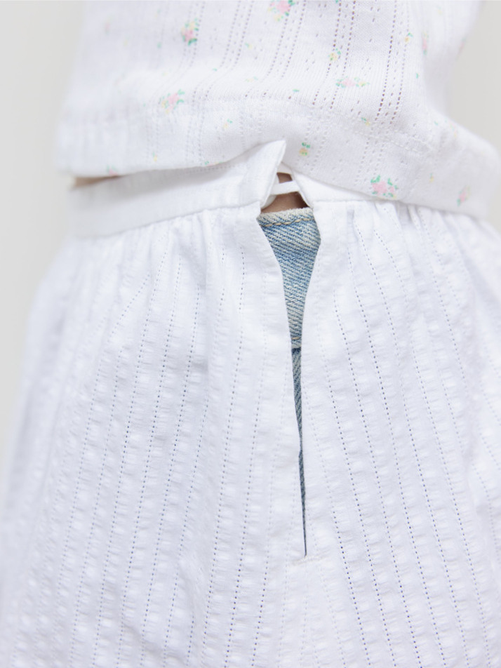 COTTON POLINE SKIRT / WHITE
