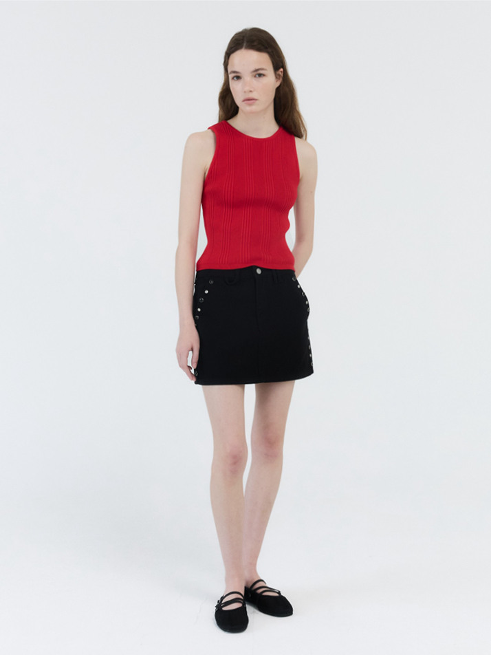 STUD POINT MINI SKIRT / BLACK