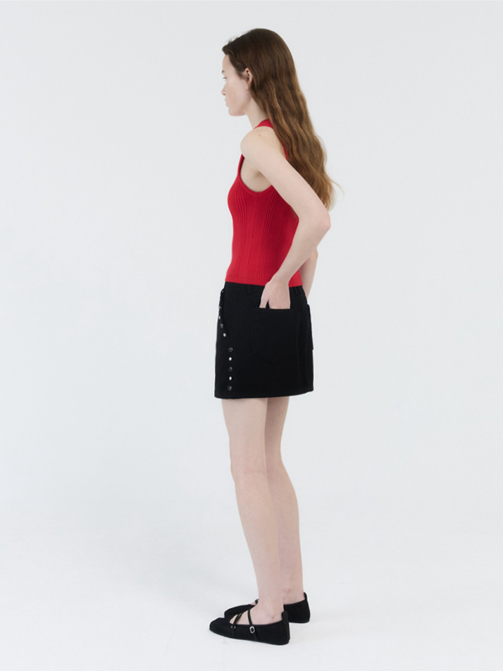 STUD POINT MINI SKIRT / BLACK