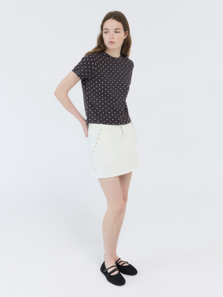STUD POINT MINI SKIRT / WHITE