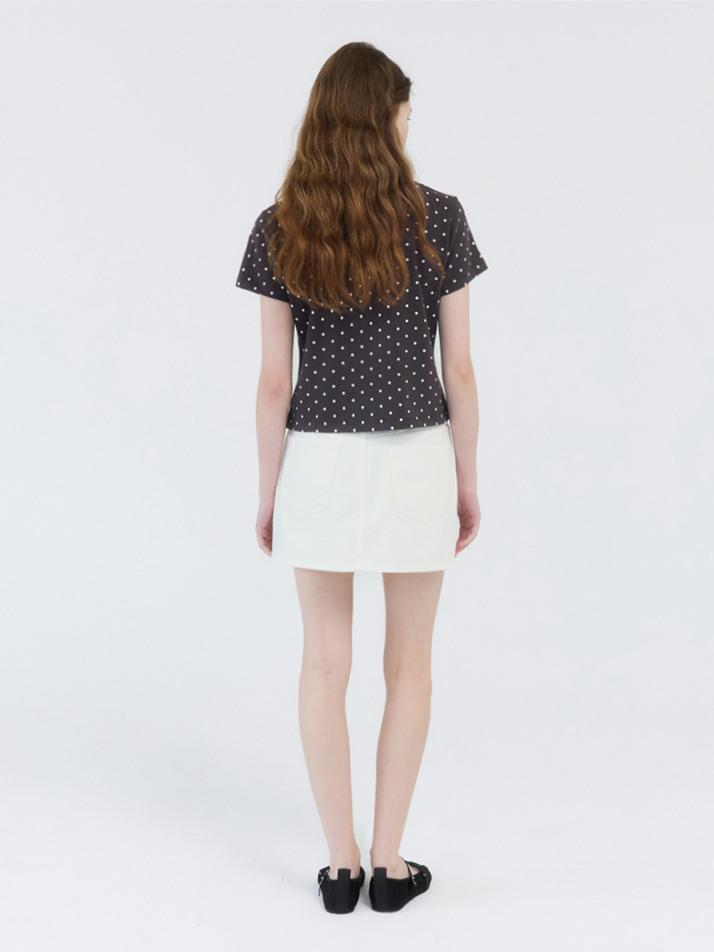 STUD POINT MINI SKIRT / WHITE