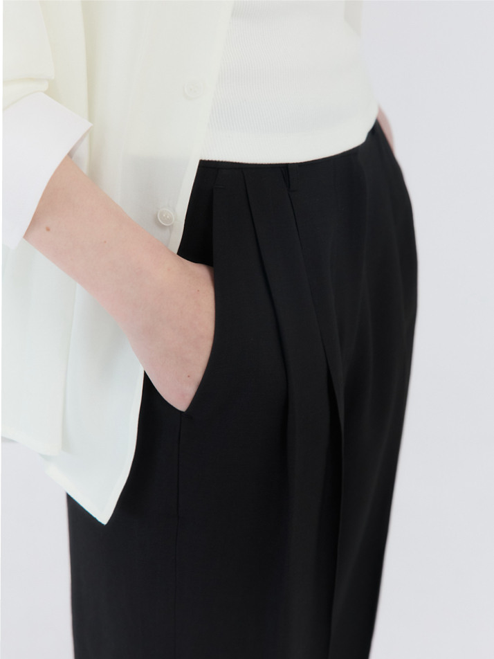 TWO-TUCK WIDE PANTS / BLACK