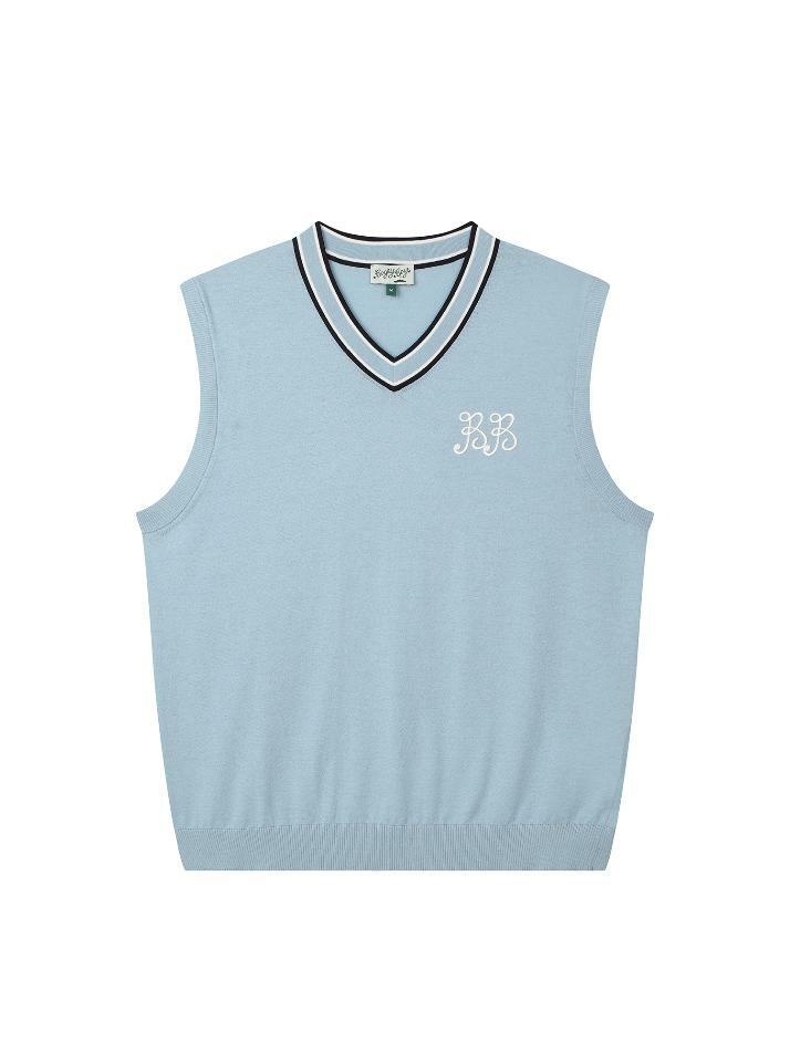 BB CELEBRATE V-NECK UNISEX KNIT VEST_BLUE