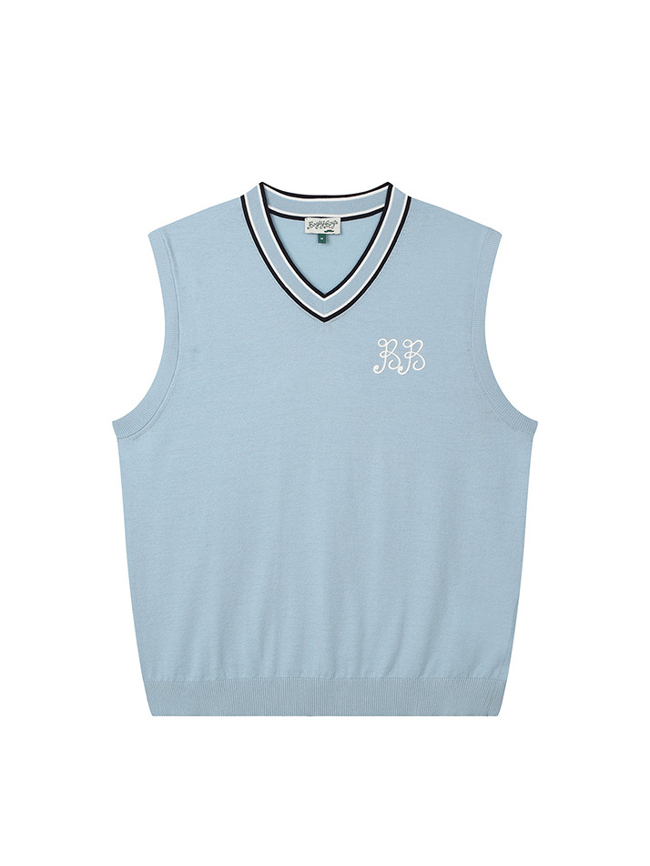 BB CELEBRATE V-NECK UNISEX KNIT VEST_BLUE